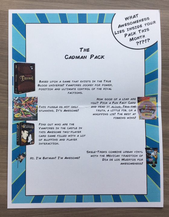 Awesome Pack Subscription Box Review January 2015 My Subscription Addiction