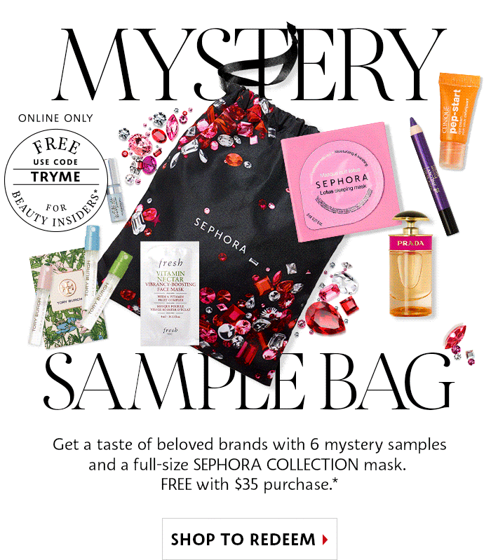 Sephora Coupon Free Mystery Sample Bag with 35+ Purchase! My