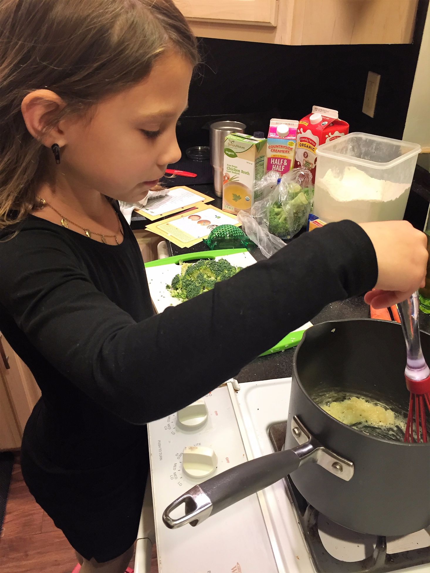 first, we sautéed lots of garlic and fresh ginger, then we