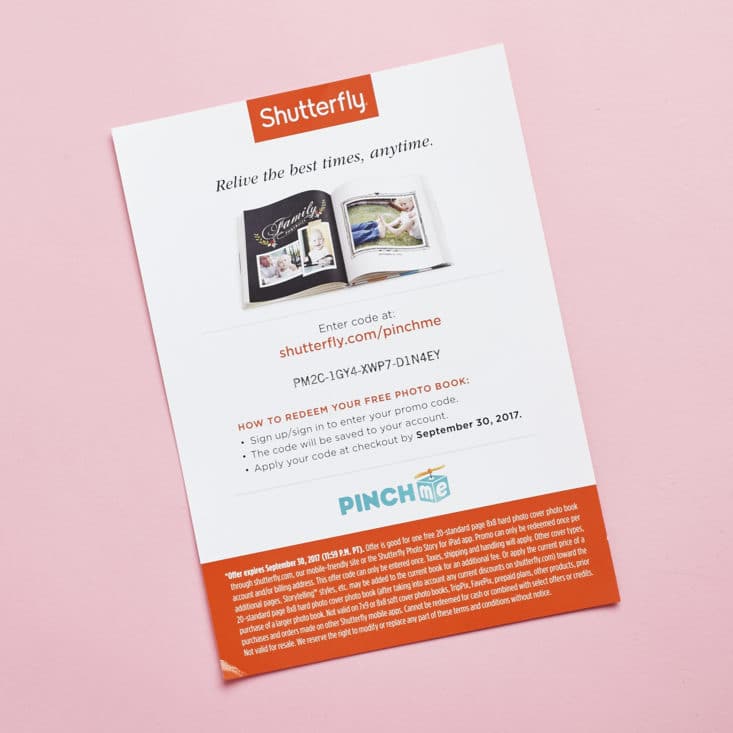 pinchme free sample box review july 2017 my subscription addiction shutterfly flyers