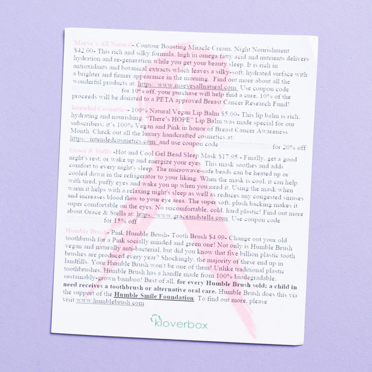 In the October 2017 Kloverbox: Natural products to celebrate Breast Cancer Awareness Month!