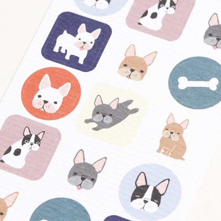 close up of french bull dog stickers