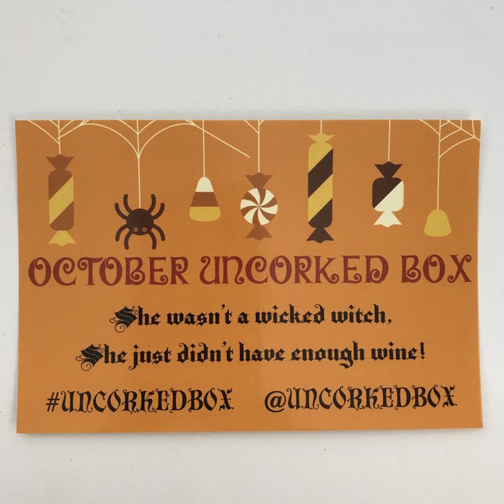 Uncorked Box October 2017 Wine-Related Subscription Box