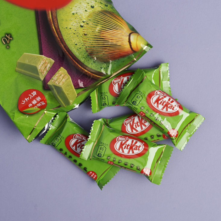 Green Tea Matcha Kit Kats spilling out of bag