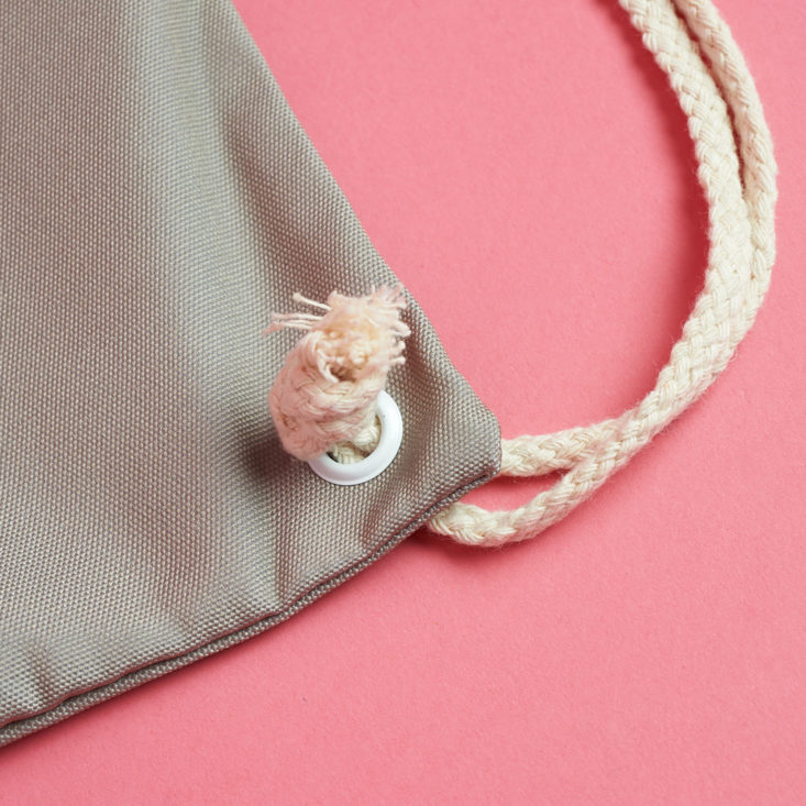 Detail of the One Piece Drawstring Backpack