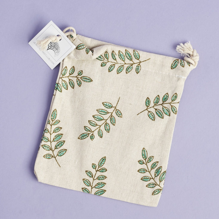 cotton gift bag with leaf print