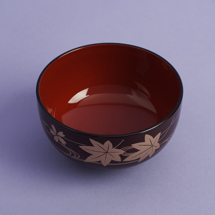 overhead view into miso momiji soup bowl