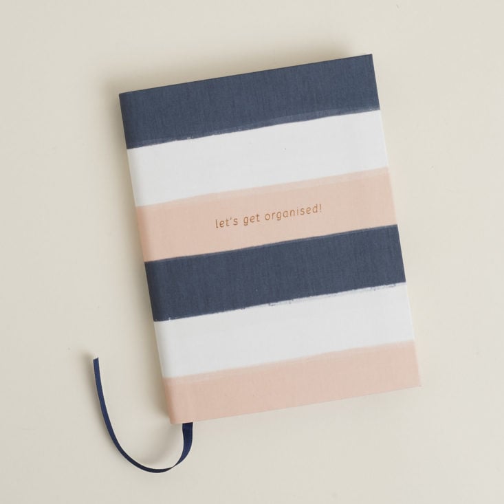 Cover of Peach and Blue Striped Linen Notebook