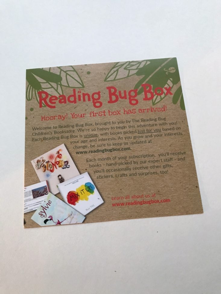 Reading Bug Box October 2017 Welcome