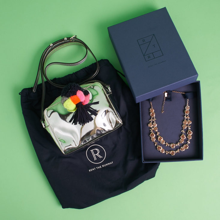 rent the runway jewelry and bag contents