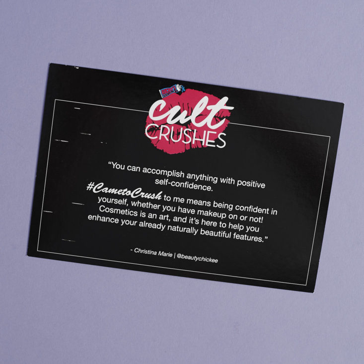 info card for ricky's cult crushes box november 2017