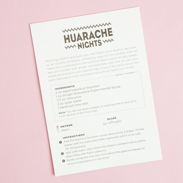 recipe card for for huarache nights cocktail