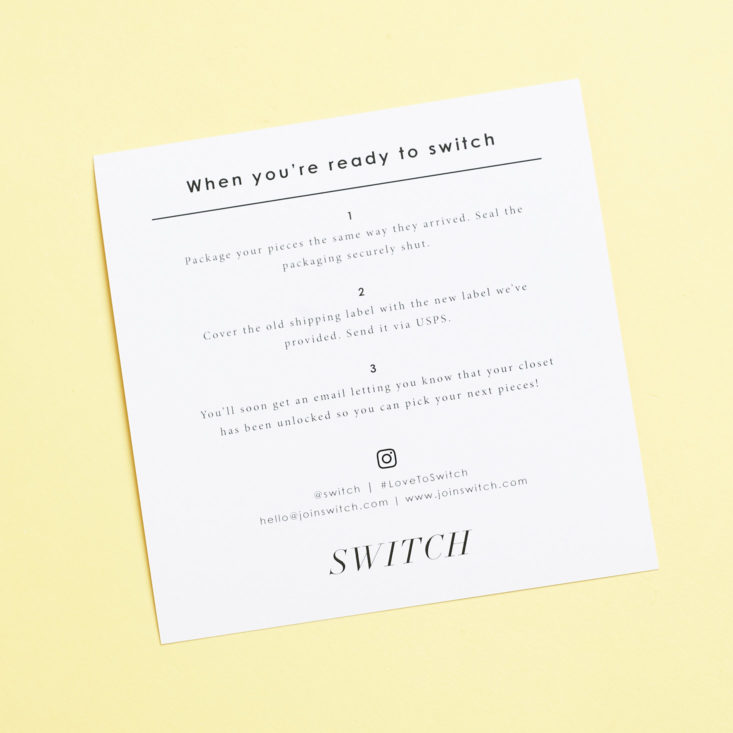 switch information card