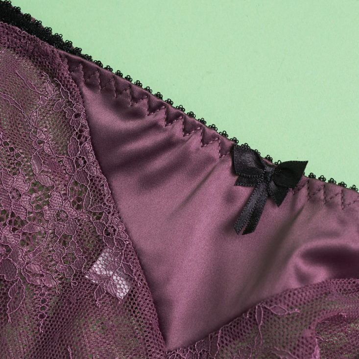 silk accent on grayish purple lace underwear