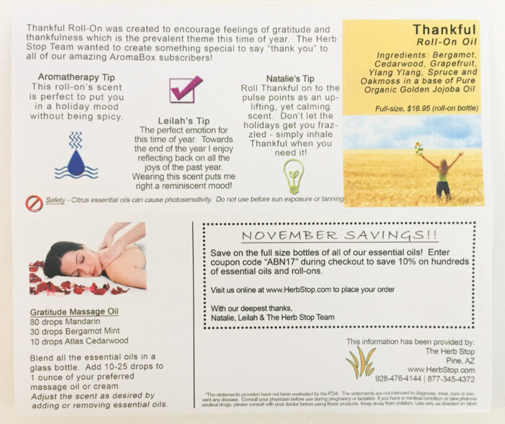 aroma box by herb stop gratitude november 2017