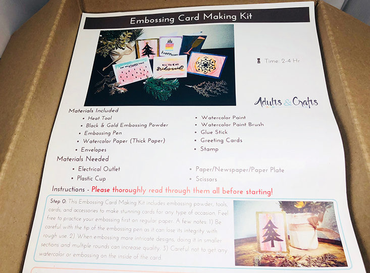 Adults and Crafts Embossing Card Making Kit November 2017