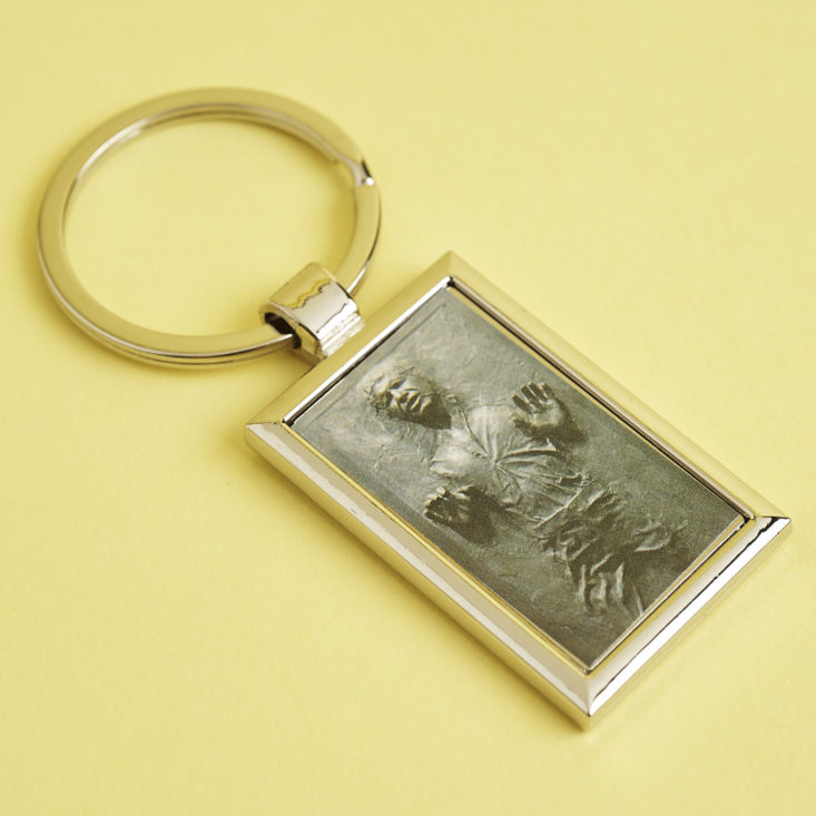 3/4 view of han solo trapped in carbonite keyring