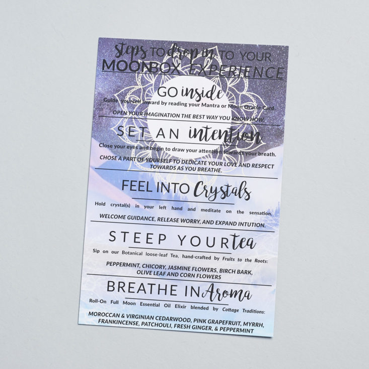 information card describing how to use the gaia collective items for december 2017