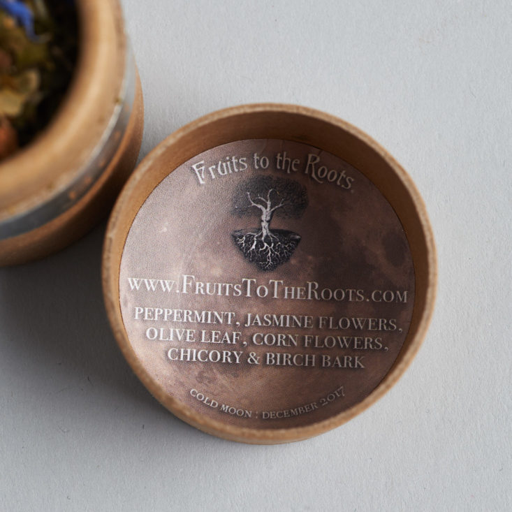 label on the gaia collective december loose leaf tea