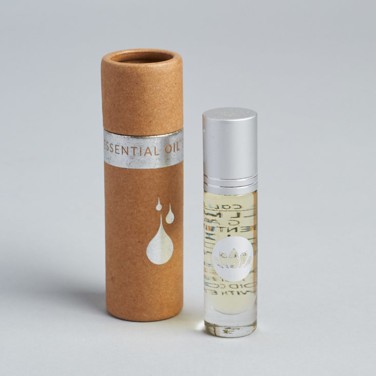 gaia collective december 2017 essential oil blend rollerball and container