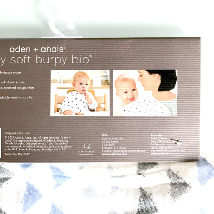 Healthiest Baby 21 Bundles December 2017 - baby bib label details