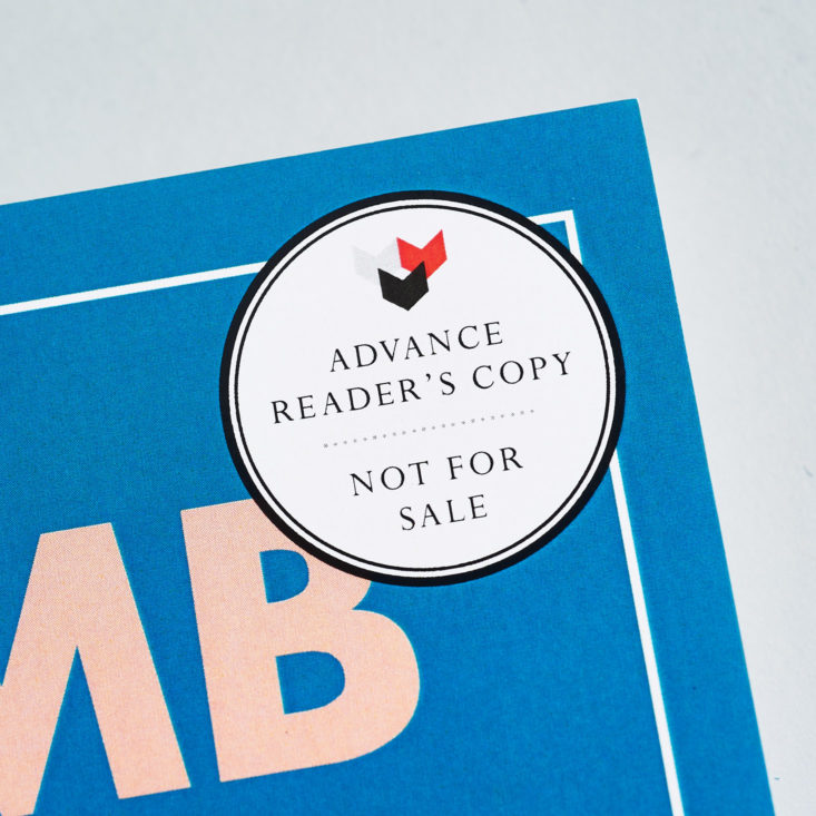 advance copy sticker on a book