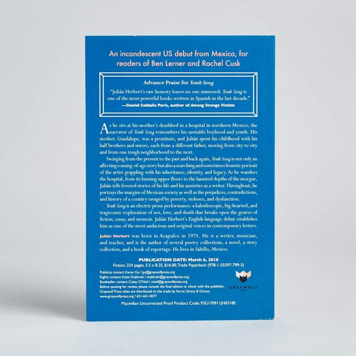 blue back cover of tomb song
