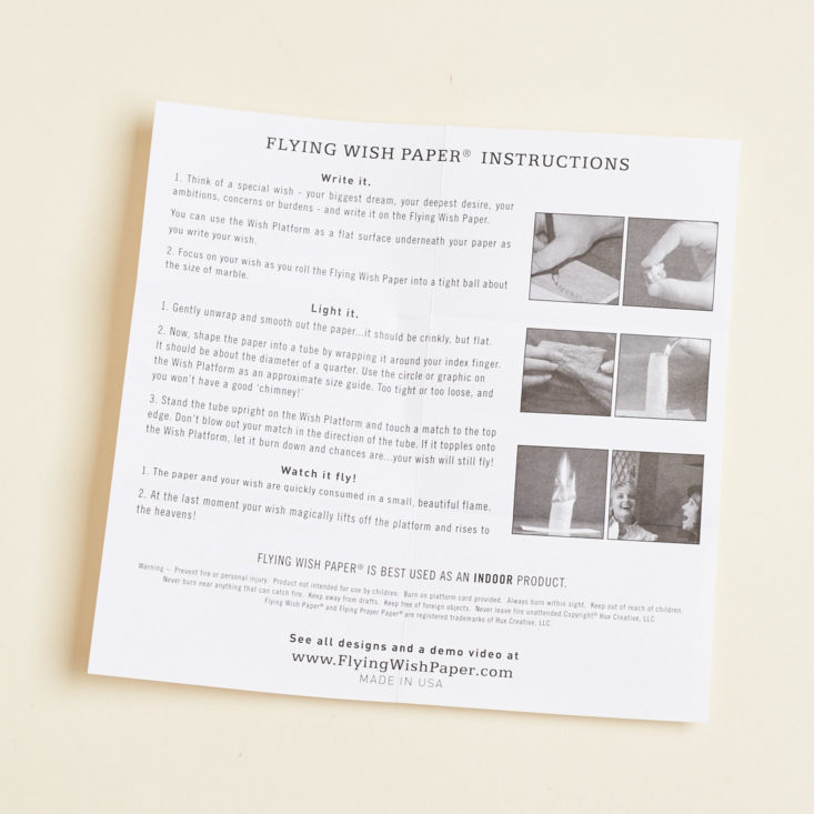instructions for wish paper