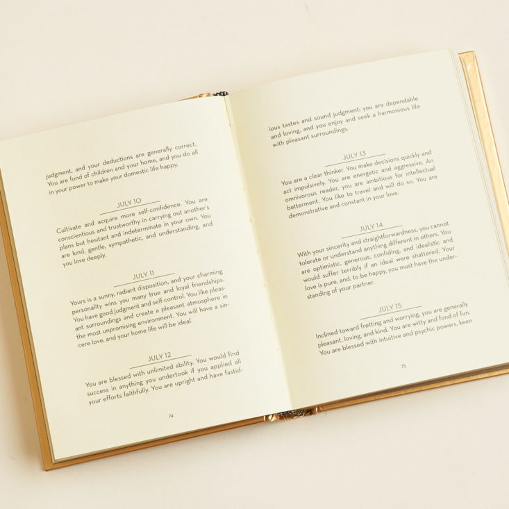 inside pages of fortune telling book