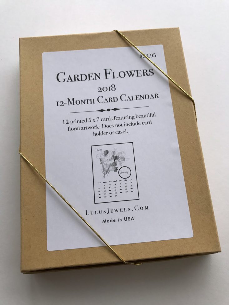 Lulu’s Jewels Garden Flowers Calendar box bottom