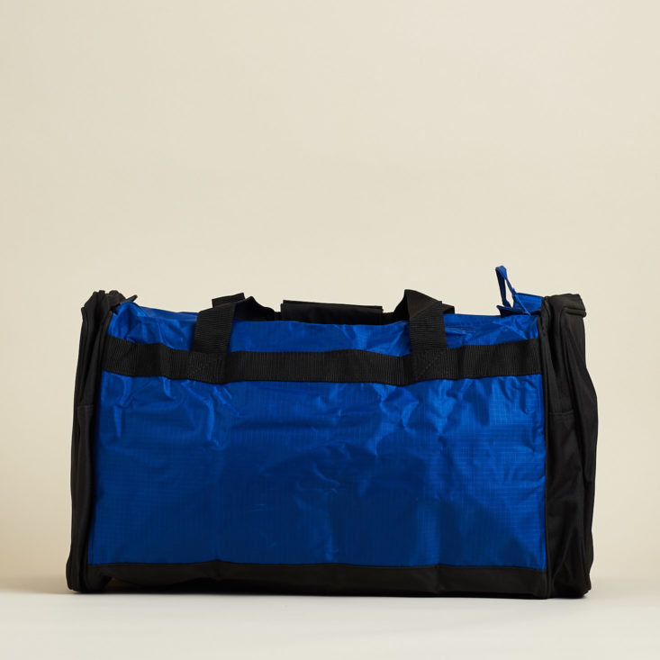 blue bag with black trim