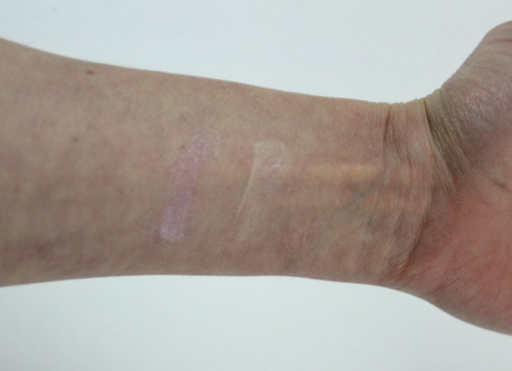 makeup swatches on inside of wrist