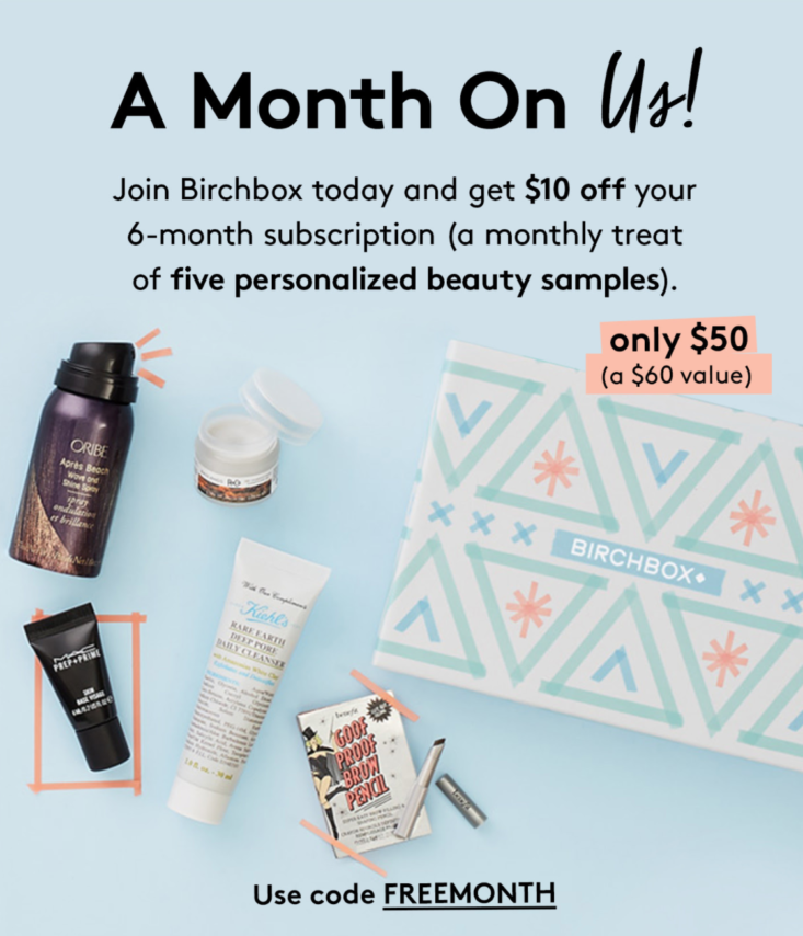 Birchbox Coupon - One Free Month with 6-Month Subscription 