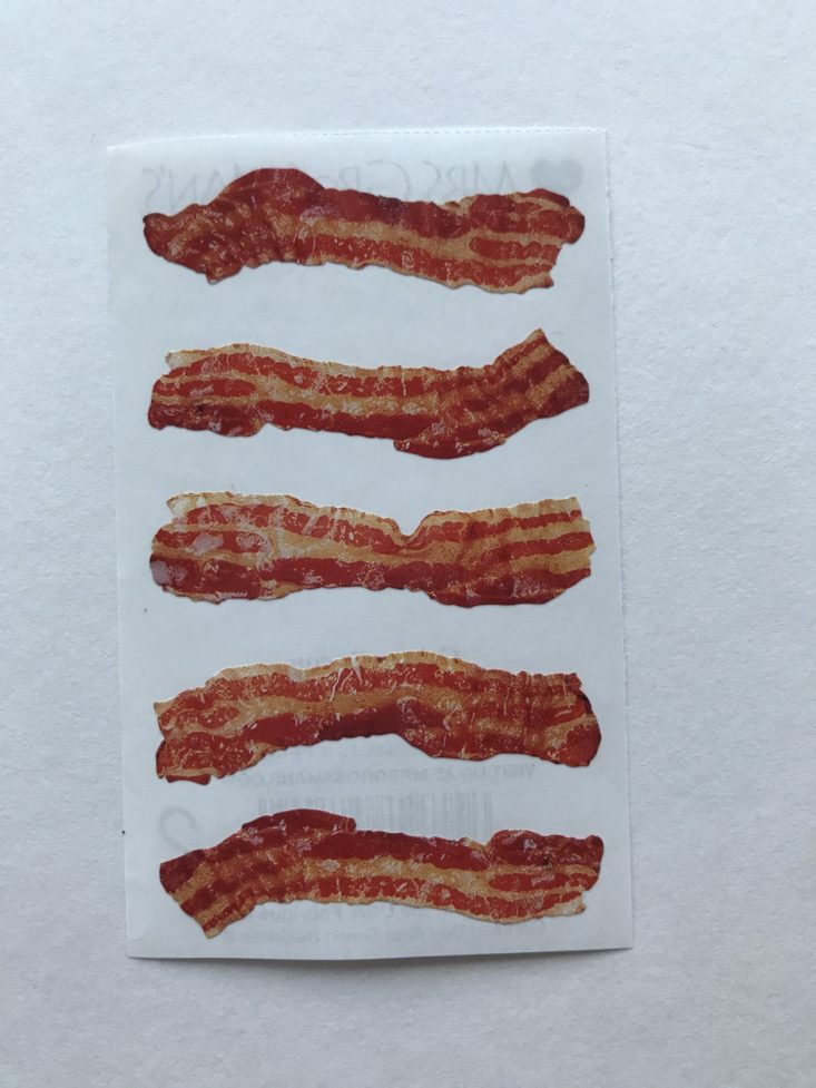 sticker sheet of bacon strips
