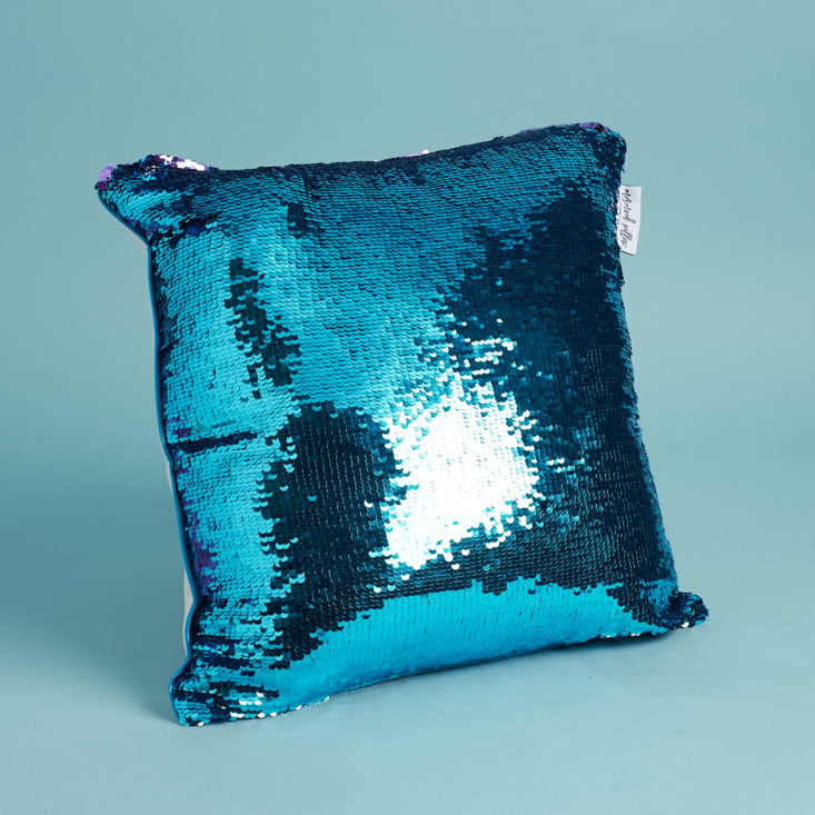 blue mermaid pillow with shiny sequins