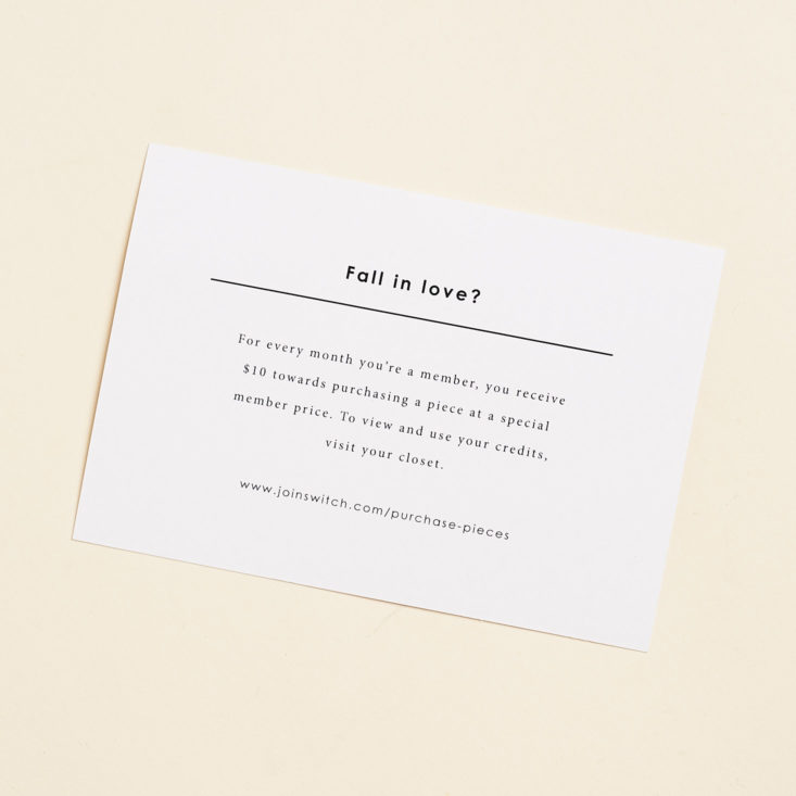info card from switch jewelry box
