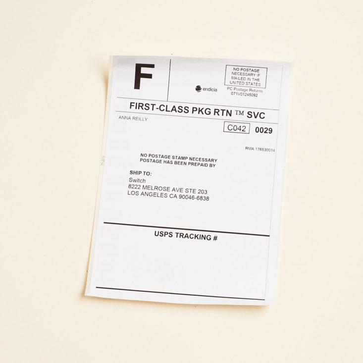 return shipping label