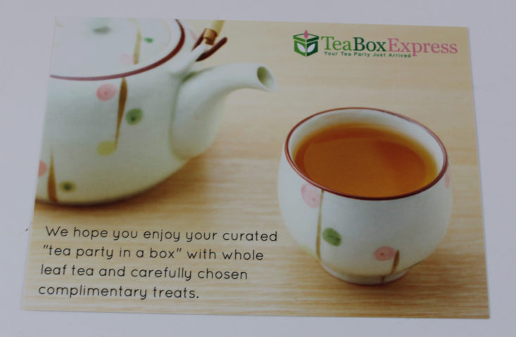 Tea Box Express December 2017 Booklet Front