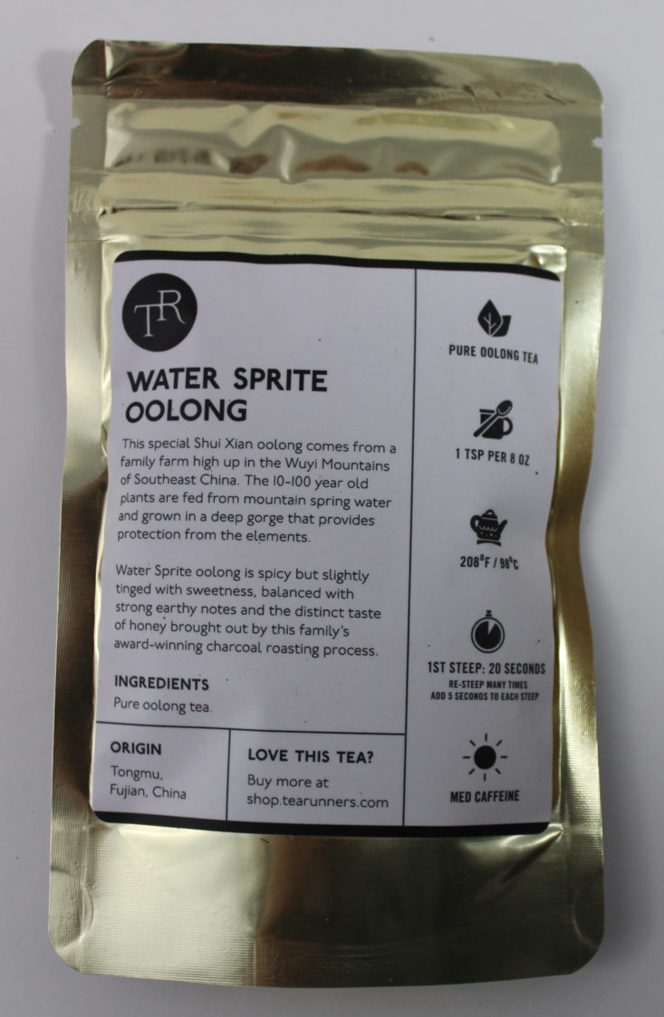 gold foil package of loose leaf tea with instructions