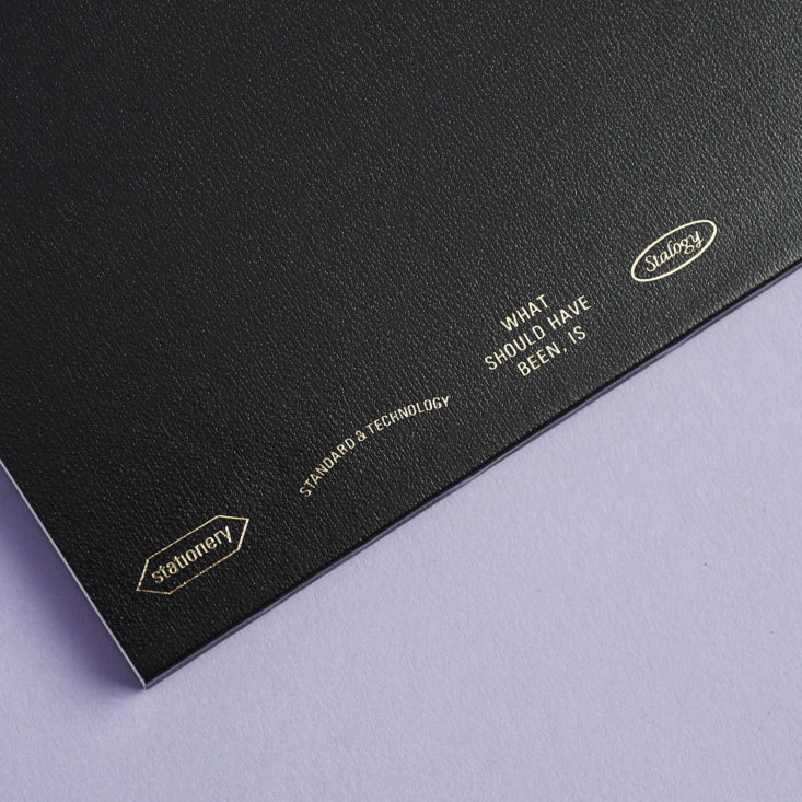 detail of text on the cover of stalogy editor series half year A5 notebook