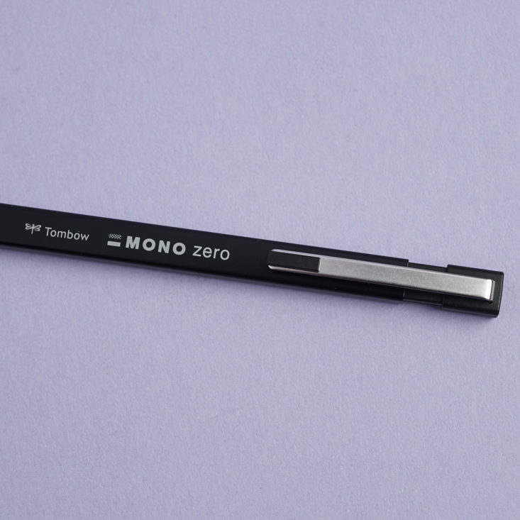 close up of writing on Tombow Mono Zero thin eraser