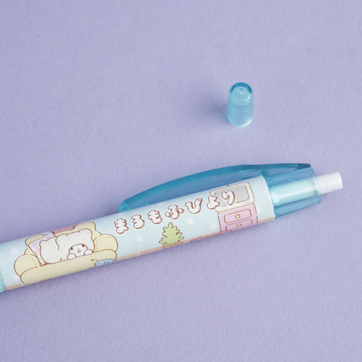 close up of Blue Marumofubiyori Moppu Mechanical Pencil eraser