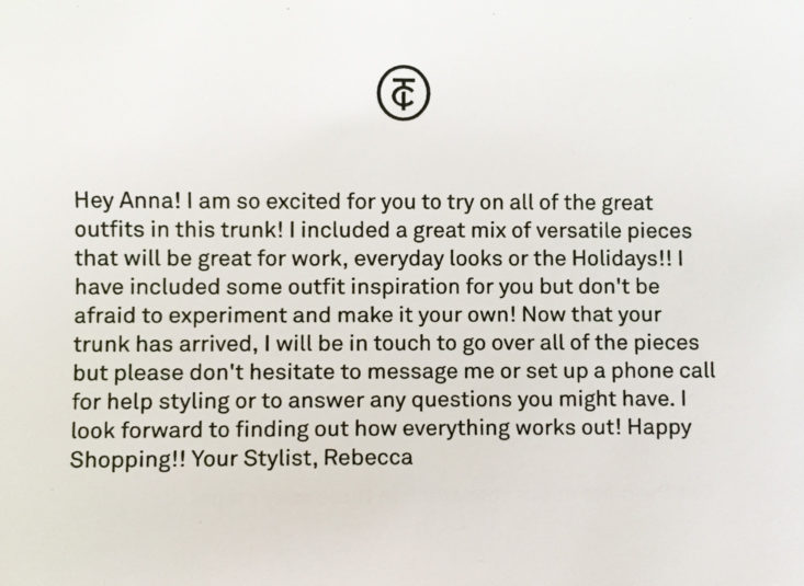 Trunk Club letter