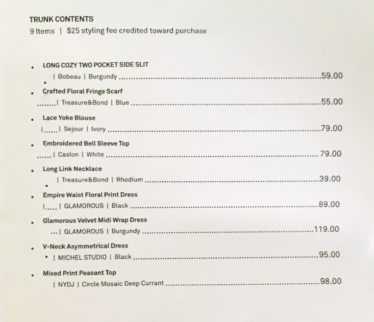 Trunk Club Invoice