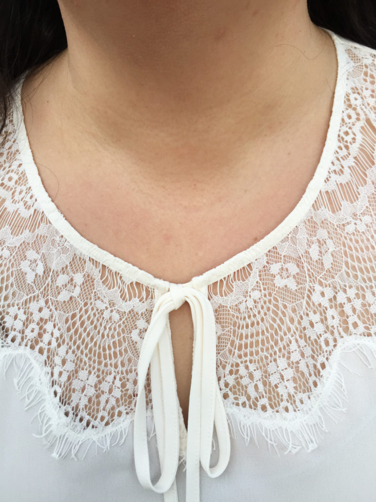 Lace Yoke Blouse by Sejour closeup of lace neck