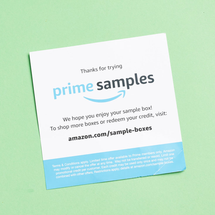 A quick info card about Prime Samples, back.