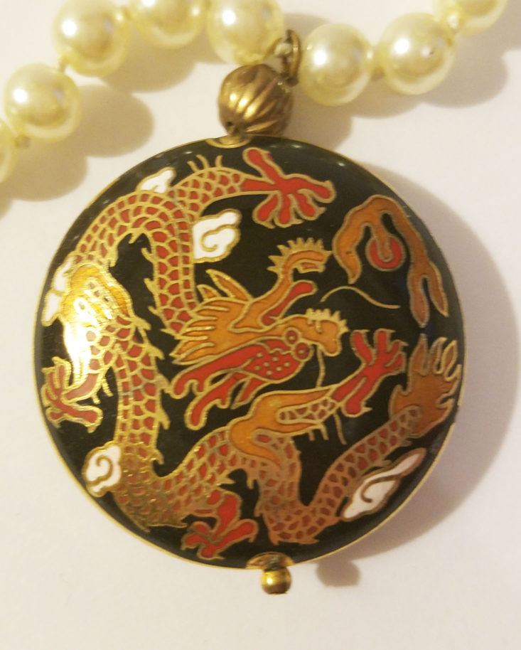 Cloisonné Enamel Chinese Dragon Pearl Necklace