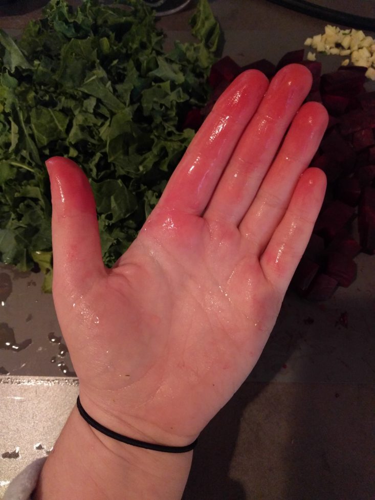 hand stained by beets