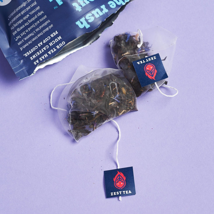 zest tea sachets and package