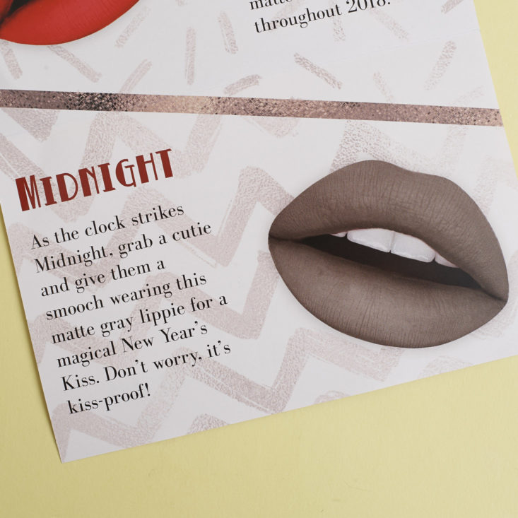 KissMe Midnight liquid lipstick description card